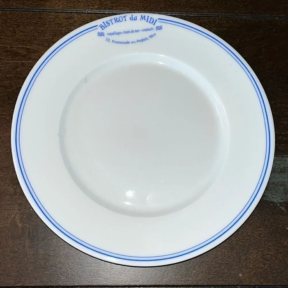 7 1/2” side bread Plate Bistrot da Midi 32 promenade DES Anglais Nice France